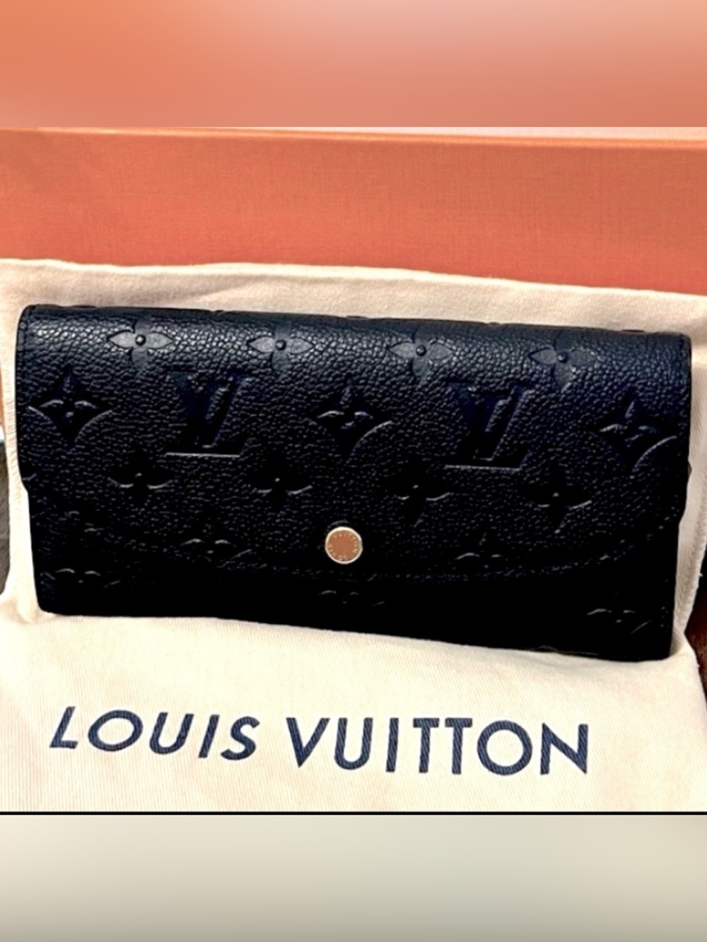 Louis Vuitton Monogram Empreinte Leather Emilie Black Wallet